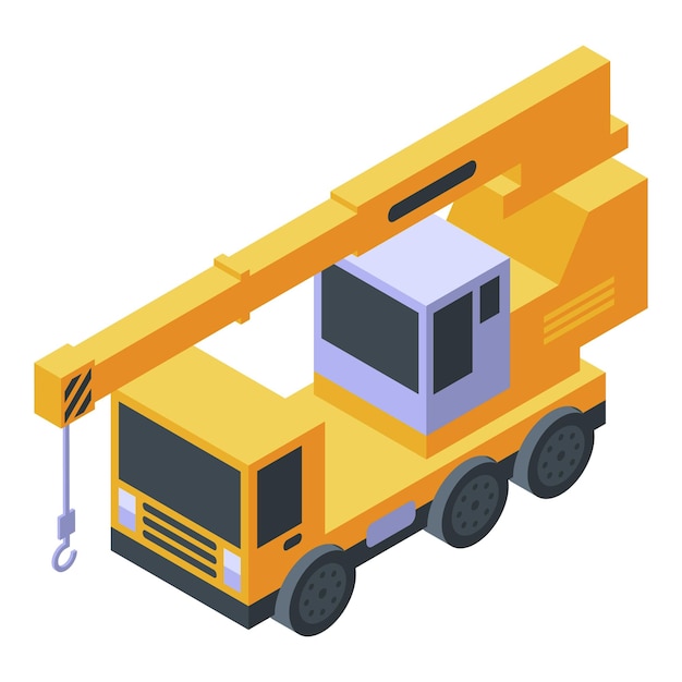 Icono de grúa de vehículo Isométrico del icono de vector de grúa de vehículo para diseño web aislado sobre fondo blanco