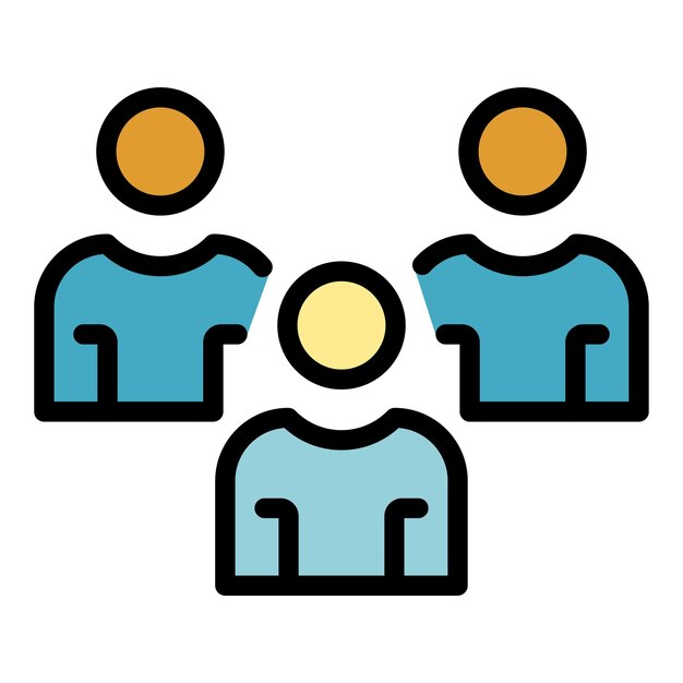 El icono del grupo de conocidos El contorno del icono vectorial del grupo de conocido El color del icono es plano y aislado