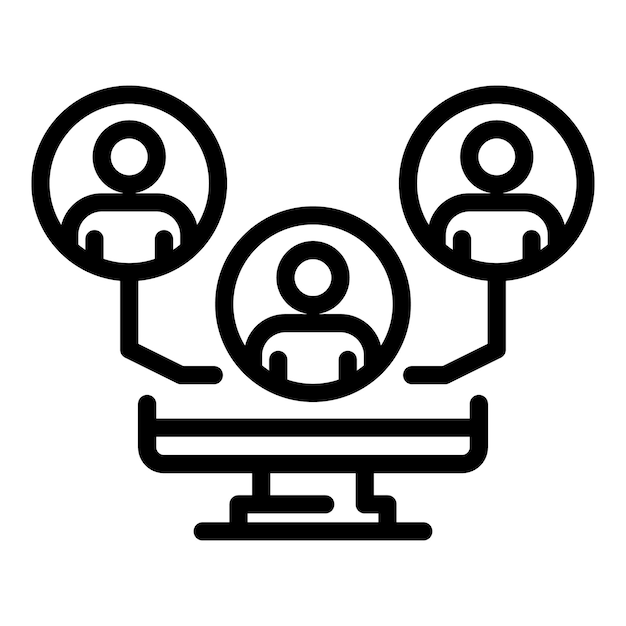 Icono de grupo de trabajo en línea Contorno de icono de vector de grupo de trabajo en línea para diseño web aislado sobre fondo blanco