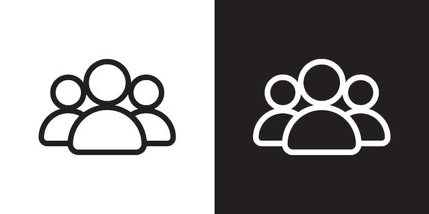Ícono de grupo de usuario vectorial en blanco y negro