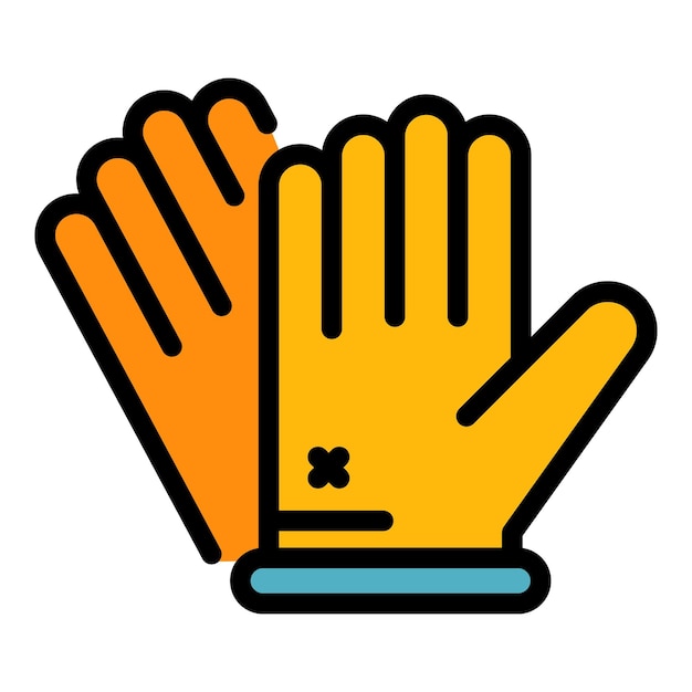 Vector el icono de guantes de limpieza el contorno de los guantes de limpeza el icono vectorial el color es plano y aislado