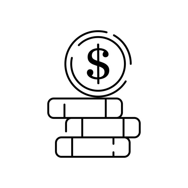 Icono de guerra comercial de guerra comercial de boicot establecido en estilo de línea delgada Dólar y educación o libros