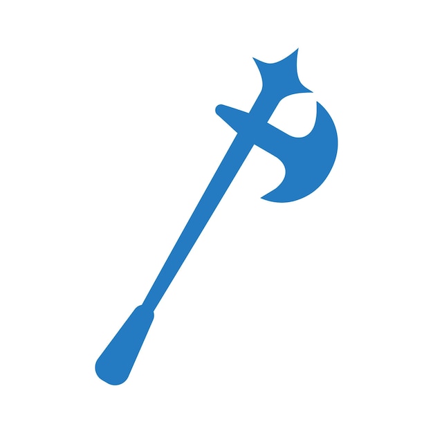 Icono de guerra del hacha de alabarda Vector de color azul