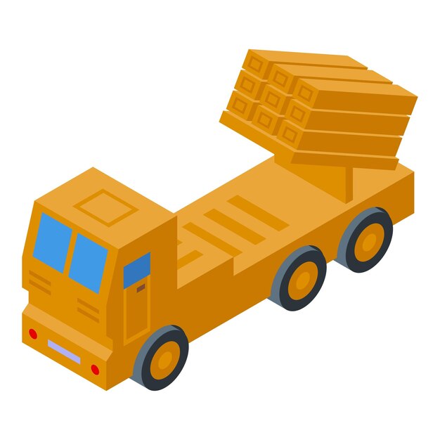 Icono de guerra de transporte de piezas vector isométrico misil misil