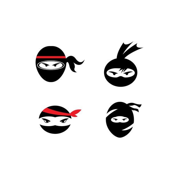 Icono de guerrero ninja diseño de ilustración de logotipo de cabeza de ninja negro simple