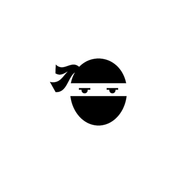 Icono de guerrero ninja ilustración de logotipo de cabeza de ninja negro simple