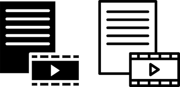 Icono de guión de película signo o símbolo en estilo glifo y línea aislado en fondo transparente