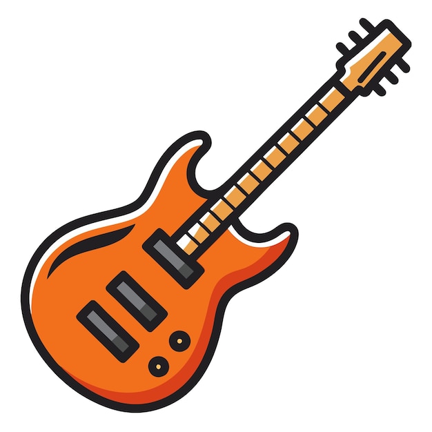El icono de la guitarra eléctrica en un fondo transparente el icono del logotipo de la guitarra plana
