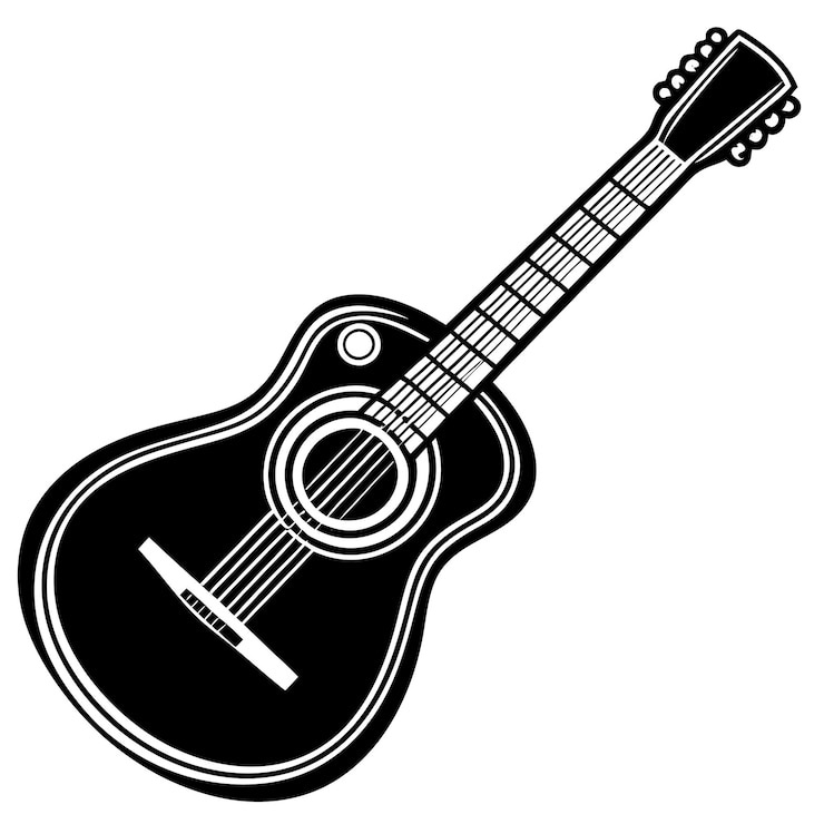 Vector icono de guitarras blancas y negras en conjunto plano