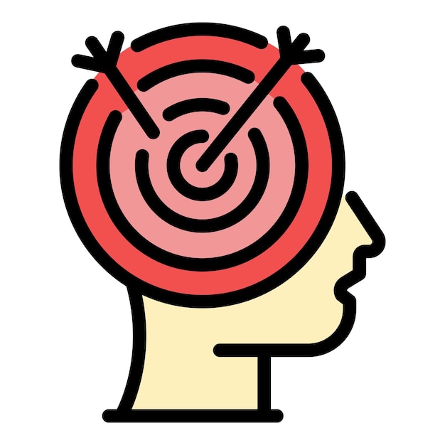 Icono de habilidad objetivo de la mente Contorno de la habilidad vector de la mente color del icono plano aislado