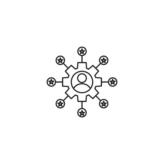 El icono de habilidades establece una importante experiencia en el vector de engranajes, el símbolo del logotipo en negro, el estilo relleno y delineado, la firma de expertos y profesionales.
