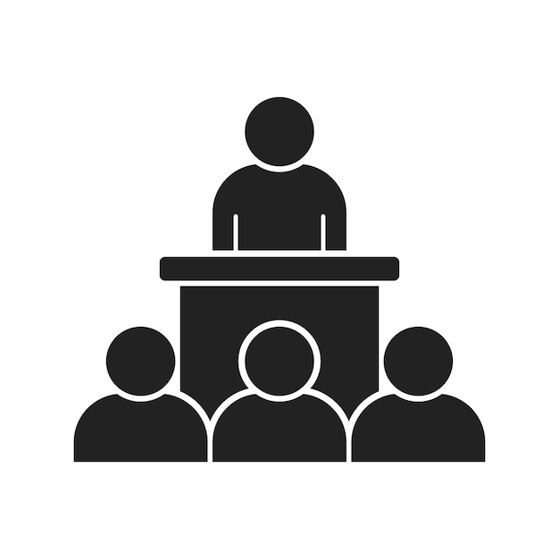 icono de hablar en público en estilo plano