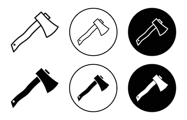 Icono de hacha Icono de contorno plano