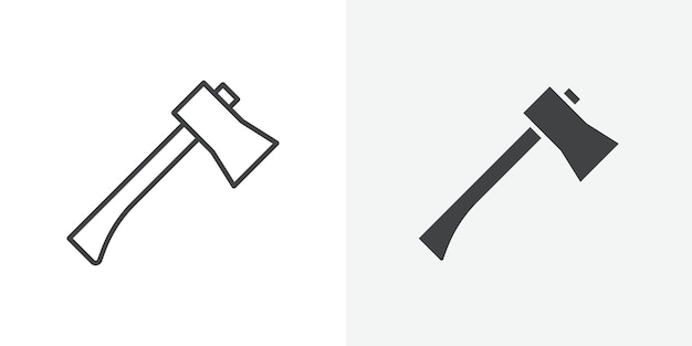Ícono de hacha Signo vectorial de contorno