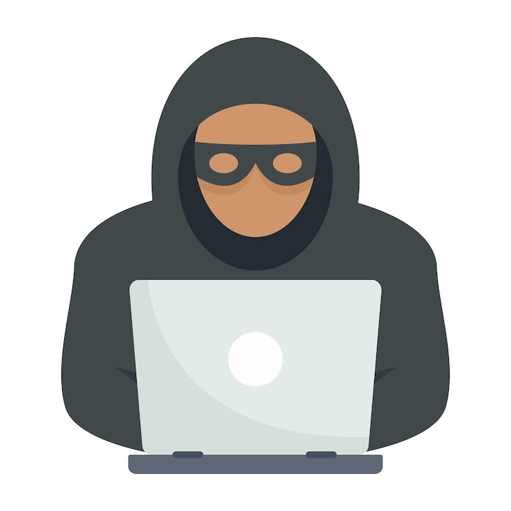 Vector icono de hacker portátil ilustración plana del icono de vector de hacker portátil para diseño web