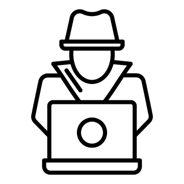 Icono de hacker secreto moderno Contorno de icono de vector de hacker secreto moderno para diseño web aislado sobre fondo blanco
