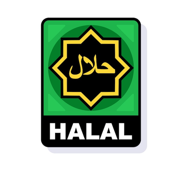 icono halal verde para los musulmanes ilustración vectorial plana