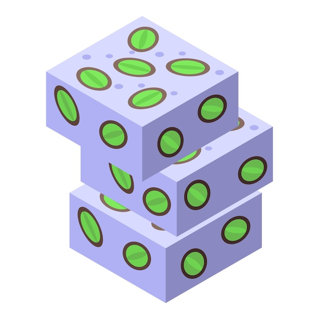 Icono de halva de nuez verde vector isométrico Comida de restaurante Dulce halwa