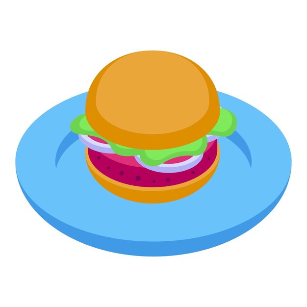 Icono de hamburguesa australiana vector isométrico Carne comida Menú de ensalada