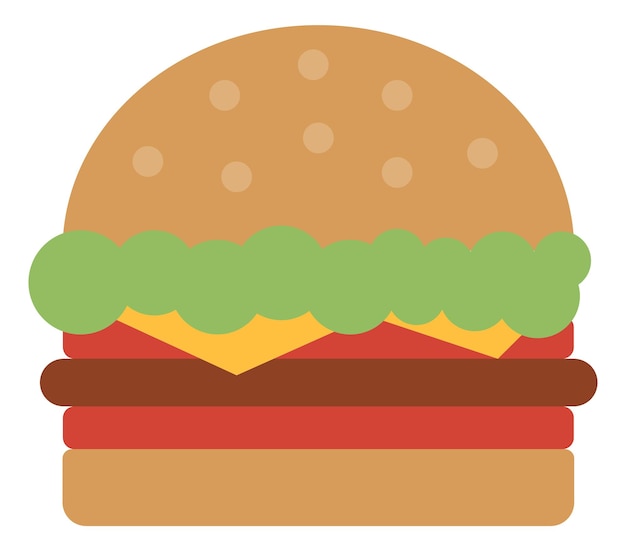 Icono de hamburguesa bollo fresco con carne y verduras símbolo de comida rápida aislado sobre fondo blanco