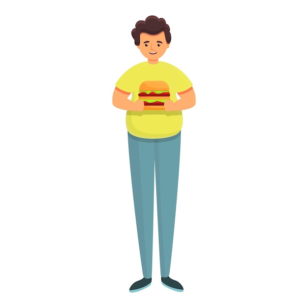 Vector icono de hamburguesa de estudiante de gula caricatura de icono de vector de hamburguesa de estudiante de gula para diseño web aislado sobre fondo blanco