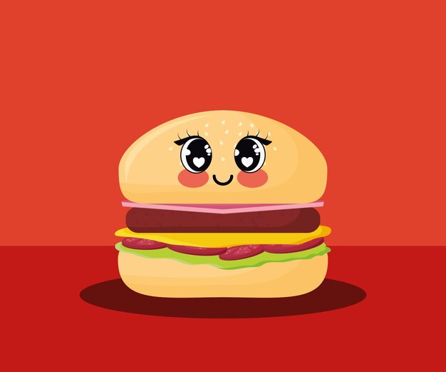 icono de hamburguesa kawaii