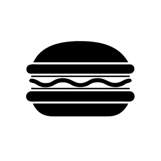 El icono de la hamburguesa simple muestra un diseño minimalista con pan de pan y lechuga y fondo transparente