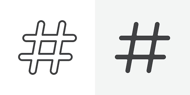 Ícono de hashtag Signo vectorial de contorno