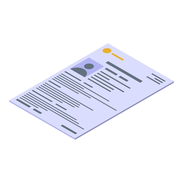Icono de headhunter de papel cv Isométrico de icono de vector de headhunter de papel cv para diseño web aislado sobre fondo blanco