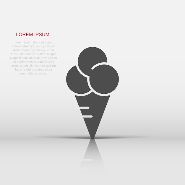 Icono de helado en estilo plano Ilustración de vector de Sundae sobre fondo blanco aislado Concepto de negocio de postre de sorbete