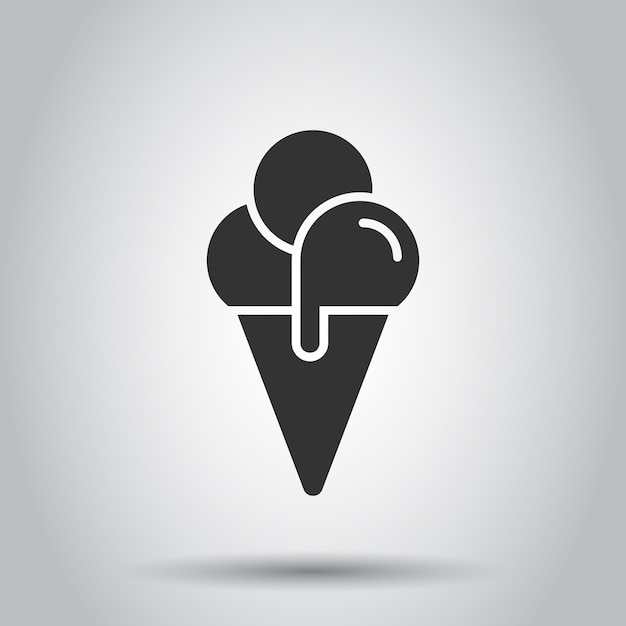 Icono de helado en estilo plano Ilustración de vector de Sundae sobre fondo blanco aislado Concepto de negocio de postre de sorbete