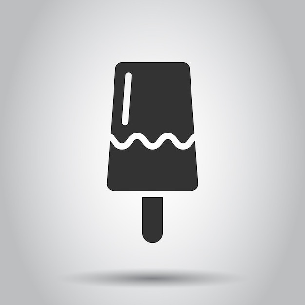 Icono de helado en estilo plano Ilustración de vector de Sundae sobre fondo blanco aislado Concepto de negocio de postre de sorbete