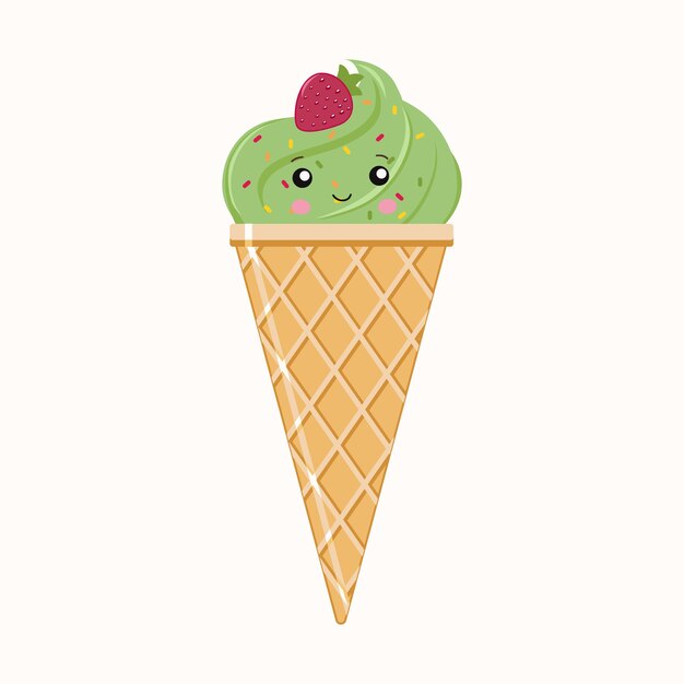 Icono de helado Matcha vector aislado para pegatinas postales cuaderno