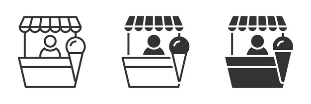 Icono de helado del mercado callejero Comida callejera Ilustración vectorial