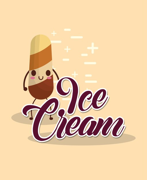 Vector icono de helado de paleta kawaii