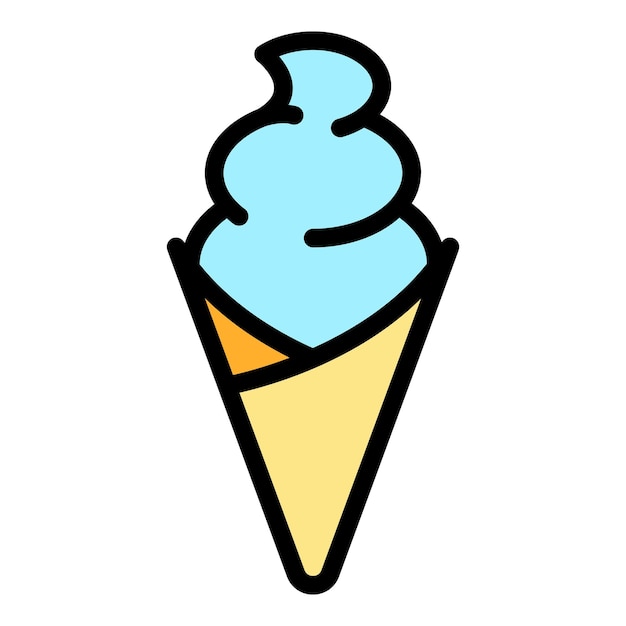 El icono del helado de plátano Contorno del icono vectorial del helado del plátano Color plano aislado