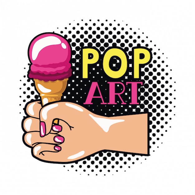 Vector Ícono de helado de pop art