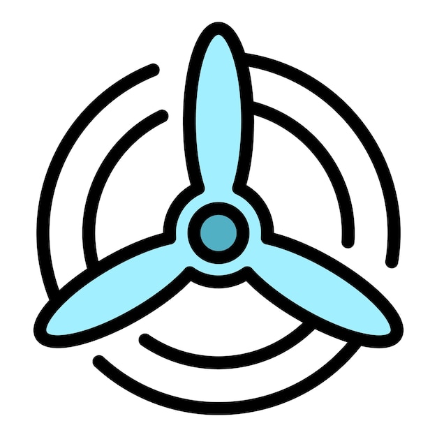 Icono de hélice de avión Contorno de icono de vector de hélice de avión color plano aislado