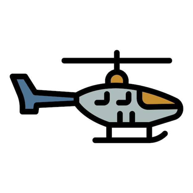 Icono de helicóptero de policía Contorno de helicóptero de policía vector icono color plano aislado