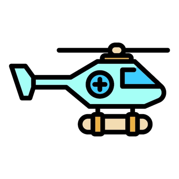 Icono de helicóptero de rescate costero Contorno de icono vectorial de helicópteros de rescate costanero Color plano aislado