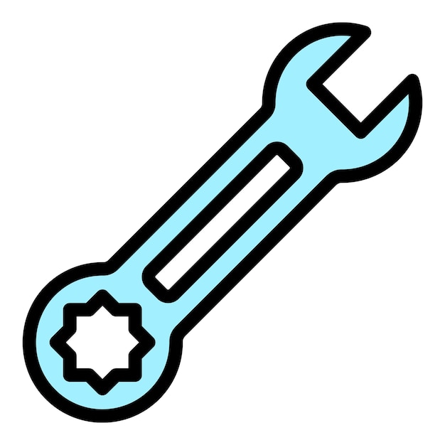 El icono de la herramienta clave del carpintero Contorno del icono vectorial de la herramienta llave del carpinteiro Color plano aislado