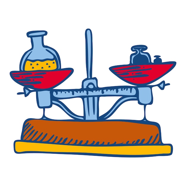 Icono de herramienta de equilibrio químico Ilustración dibujada a mano del icono de vector de herramienta de equilibrio químico para diseño web