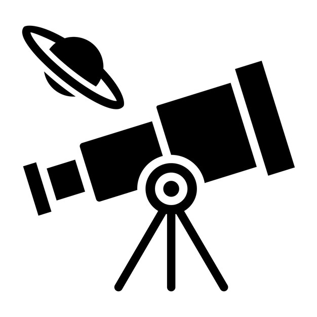 Un icono de herramienta de investigación espacial diseño sólido de telescopio