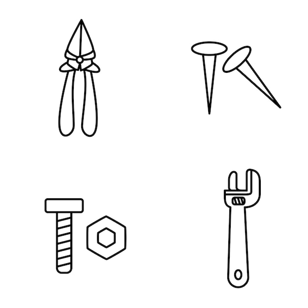 Vector icono de herramienta de mano de obra, ilustración de icono de herramienta industrial, equipo de reparación de mano de obra