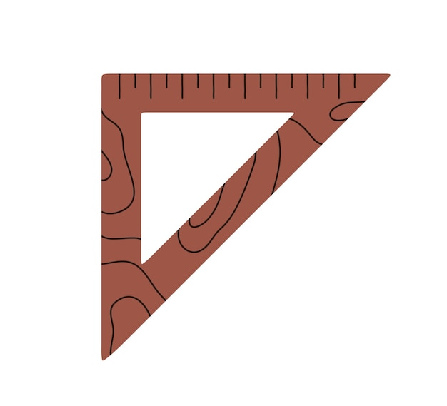 Icono de herramienta de triángulo. Instrumento de medición con ángulo recto. Regla triangular para geometría escolar, matemáticas, dibujo. Elemento métrico de medición. Ilustración de vector plano aislado sobre fondo blanco