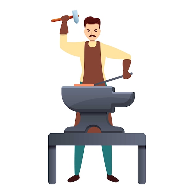 Icono de herrero trabajando duro Icono vectorial de herrero trabajando duro para el diseño web aislado sobre fondo blanco