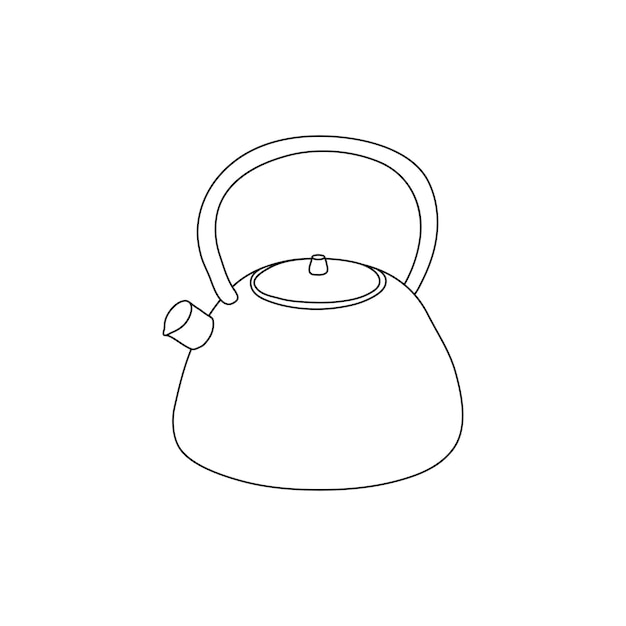 Icono de hervidor de contorno dibujado a mano