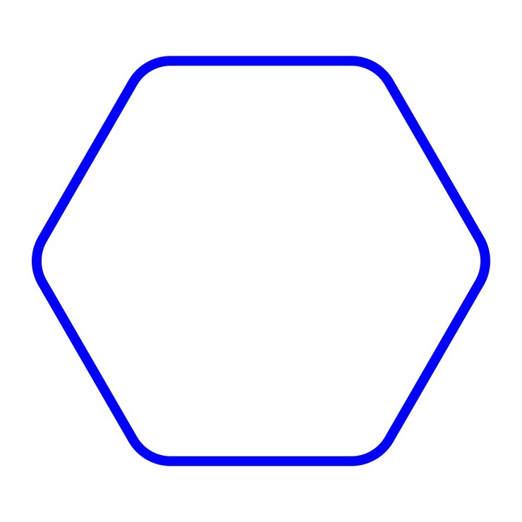 Vector icono de hexágono de esquina redondeado con contorno de trazo