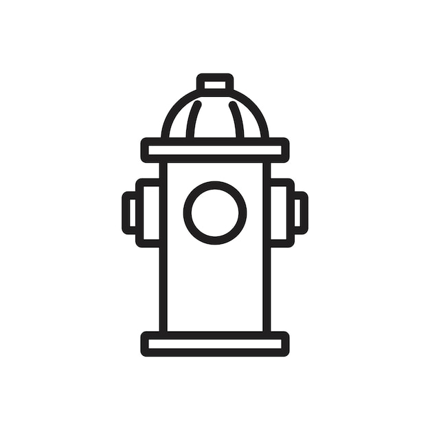 Icono de hidrante de fuego Arte plano en blanco y negro aislado