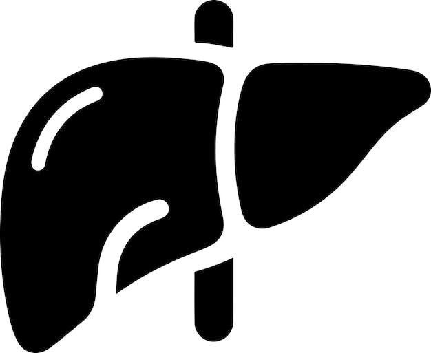 El icono de hígado mínimo es una silueta vectorial de clipart de color negro, una silueta de fondo blanco 9